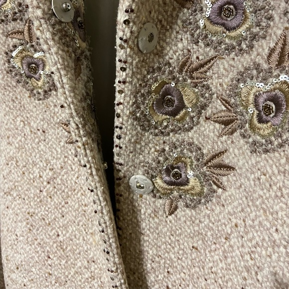 Biya Johnny Was New Wool coat embroidered with flowers US6 small $650.00 - Picture 2 of 9